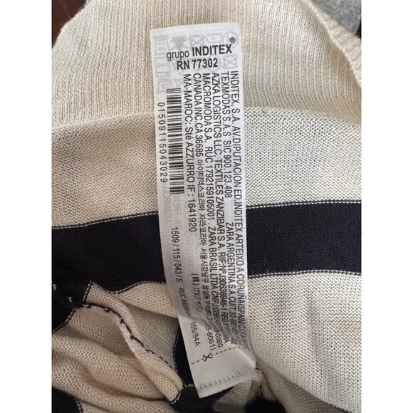 Zara Ivory Black Striped Basic Knit Pullover Sweater Crewneck Womens Size S - Picture 8 of 8